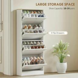 Rackhams Modern Compact Three-Drawer Shoe Storage Cabinet - White - thumbnail 4