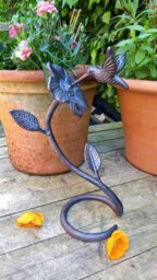 Rackhams Hummingbird Garden Sculpture Ornament Decor - Cast Aluminium - 1 - Bronze - thumbnail 1