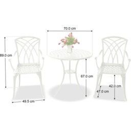 Rackhams OSHOWA Garden and Patio White Cast Aluminium Bistro Table - thumbnail 5