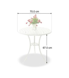 Rackhams OSHOWA Garden and Patio White Cast Aluminium Bistro Table - thumbnail 4