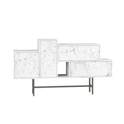 Rackhams Hermes Console Sideboard Display Unit 2 Cabinets 2 Drawers Modern Storage White Marble Effect 160cm - White Marble Effect - thumbnail 2