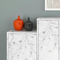 Rackhams Hermes Console Sideboard Display Unit 2 Cabinets 2 Drawers Modern Storage White Marble Effect 160cm - White Marble Effect - thumbnail 6