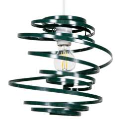 Rackhams Contemporary Forest Green Gloss Metal Double Ribbon Spiral Swirl Pendant Shade