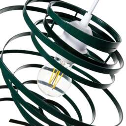 Rackhams Contemporary Forest Green Gloss Metal Double Ribbon Spiral Swirl Pendant Shade - thumbnail 2
