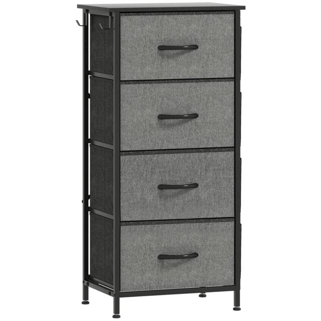 Rackhams Chest of Four Fabric Drawers - Charcoal Grey
