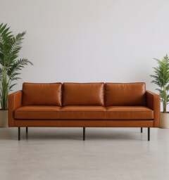 Rackhams Barbican Two Seater, Three Seater Sofa, Real Leather - Brown - Three Seater 210cm - thumbnail 1