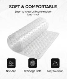 Rackhams Square Shower Mat Non Slip Anti Mould, 53 x 53cm Bath Mat for Inside-Shower - Clear - thumbnail 2
