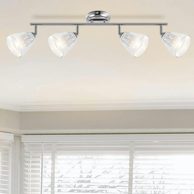Rackhams Athella Bathroom 4 Light Ribbed Glass Spotlight - Chrome - image 1