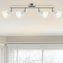 Rackhams Athella Bathroom 4 Light Ribbed Glass Spotlight - Chrome - thumbnail 1