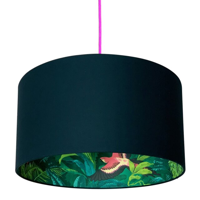 "Rackhams Bird Of Paradise Silhouette Lampshade in Deep Space Navy - Table / Floor Lamp - 35cm Diameter x 20cm Height / (14"" x 8"")" - image 1