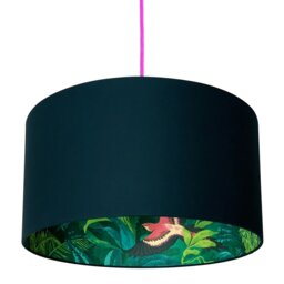 "Rackhams Bird Of Paradise Silhouette Lampshade in Deep Space Navy - Table / Floor Lamp - 35cm Diameter x 20cm Height / (14"" x 8"")"