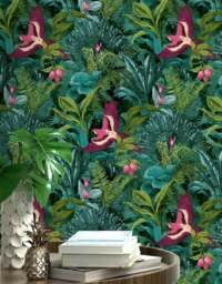 "Rackhams Bird Of Paradise Silhouette Lampshade in Deep Space Navy - Table / Floor Lamp - 35cm Diameter x 20cm Height / (14"" x 8"")" - thumbnail 3