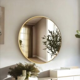 Rackhams 70CM Round Simple Wall Mirror For Bedroom Living Room Gold