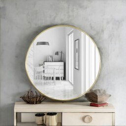 Rackhams 70CM Round Simple Wall Mirror For Bedroom Living Room Gold - thumbnail 2