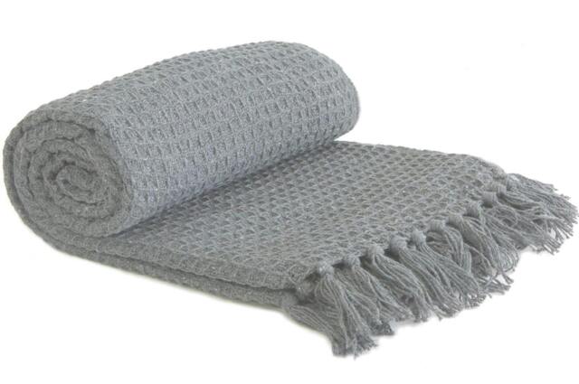 Rackhams Honeycomb Throw Cotton - Silver - 228x254cm - image 1
