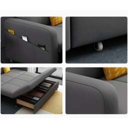 Rackhams Gabriel Two Seater Sofa Bed, Linen - Dark Brown ( Made to order ) - 200cm (With Two Drawer) - thumbnail 5