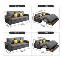 Rackhams Gabriel Two Seater Sofa Bed, Linen - Dark Brown ( Made to order ) - 200cm (With Two Drawer) - thumbnail 6