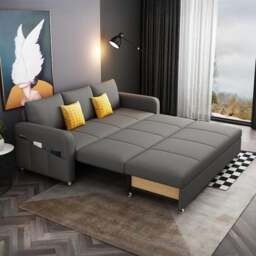 Rackhams Gabriel Two Seater Sofa Bed, Linen - Dark Brown ( Made to order ) - 200cm (With Two Drawer) - thumbnail 2
