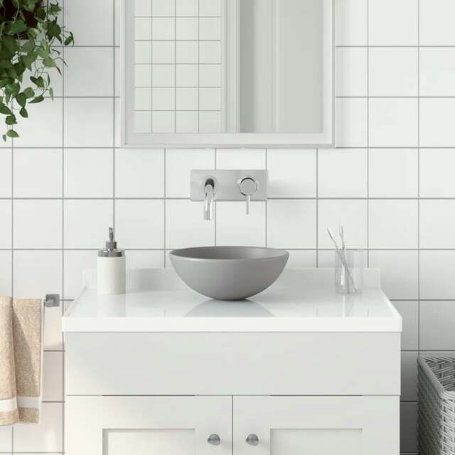 Rackhams Bathroom Sink Ceramic Light Grey Round
