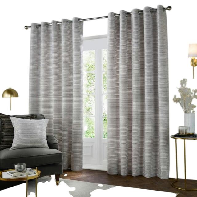 Rackhams Jupiter Chenille Eyelet Curtains - Silver - 168cm x 183cm - Silver - 100% Polyester - image 1