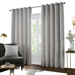Rackhams Jupiter Chenille Eyelet Curtains - Silver - 168cm x 183cm - Silver - 100% Polyester - thumbnail 1