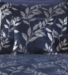Rackhams Como Leaves Cushion - Navy