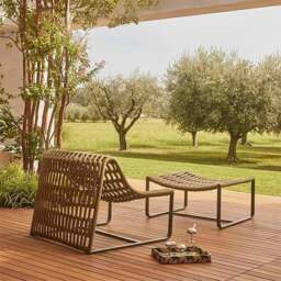 Rackhams Figueroa Outdoor Lounge Chair With Footstool, Rattan - Dark Grey - thumbnail 2