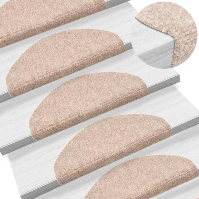 Rackhams Self-adhesive Stair Mats 10 pcs Brown 65x21x4 cm Needle Punch