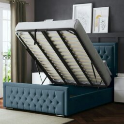 Rackhams Allegra Ottoman Bed with Upholstered Headboard - Blue - King / 5ft - thumbnail 5