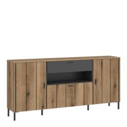 Rackhams Arundel Sideboard 2 Door 1 Flap 1 Drawer in Oak/Grey - Brown - 173.2 - 1