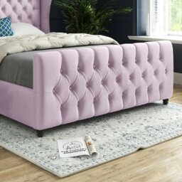 Rackhams Donati Straight Curved Top Upholstered Soft Velvet Bed Frame - Pink - Pink - Super king - thumbnail 3
