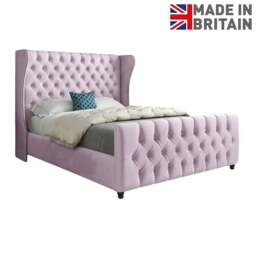 Rackhams Donati Straight Curved Top Upholstered Soft Velvet Bed Frame - Pink - Pink - Super king - thumbnail 6