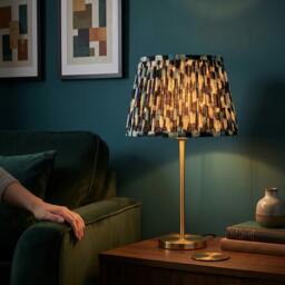 Rackhams Abstract Geometric Pleated Lamp Shade with Blue Toned Irregular Blocks - thumbnail 6
