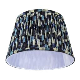 Rackhams Abstract Geometric Pleated Lamp Shade with Blue Toned Irregular Blocks - thumbnail 4