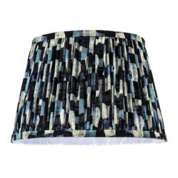 Rackhams Abstract Geometric Pleated Lamp Shade with Blue Toned Irregular Blocks