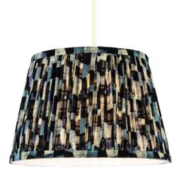 Rackhams Abstract Geometric Pleated Lamp Shade with Blue Toned Irregular Blocks - thumbnail 2