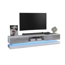 Rackhams 180cm Modern TV Unit with Grey High Gloss Doors & Free LED Lighting - 180 cm  - White Matt Body & Grey Gloss Doors - TV Unit - thumbnail 3