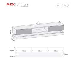 Rackhams 180cm Modern TV Unit with Grey High Gloss Doors & Free LED Lighting - 180 cm  - White Matt Body & Grey Gloss Doors - TV Unit - thumbnail 4
