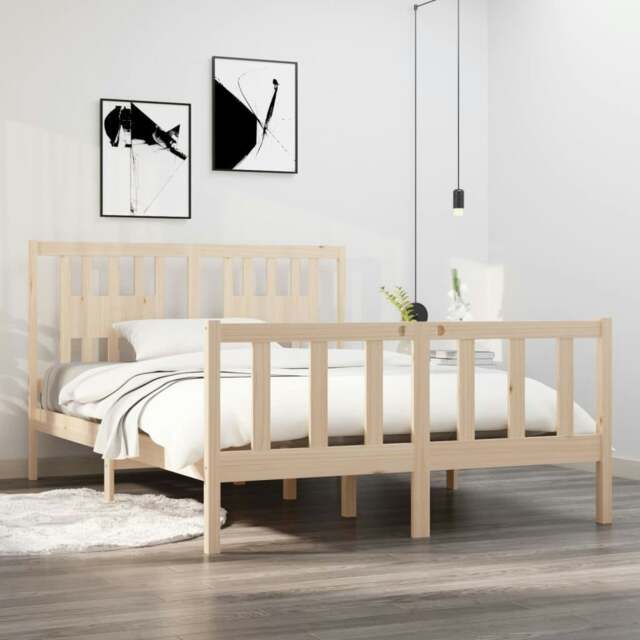 Rackhams Bed Frame Solid Wood 135x190 cm Double - Solid pinewood (untreated)