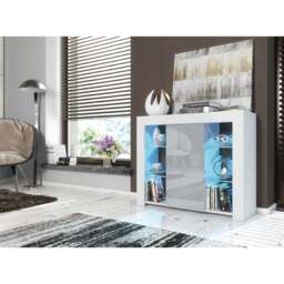 Rackhams 97.5cm TV Stand Sideboard – Grey Gloss Doors with Free LED - 97.5cm  - White Matt Body & Grey Gloss Doors -  MDF/Chipboard - thumbnail 3