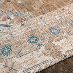 Rackhams Colin-Washable Brown Grey Blue Traditionnal Vintage Boho Rug - 80 x 220 cm - thumbnail 4