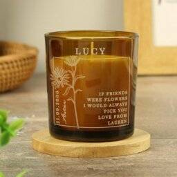 Rackhams Personalised September Birth Flower Amber Glass Candle - thumbnail 2