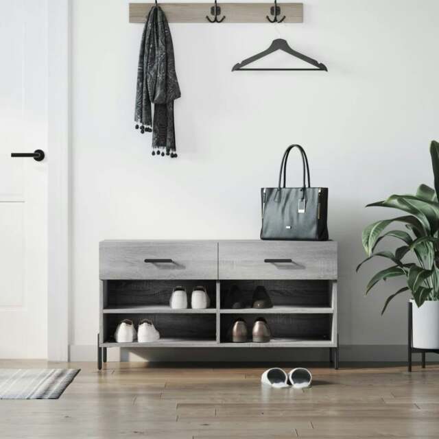 Rackhams Shoe Bench Grey Sonoma 102x35x55 cm Engineered Wood - image 1
