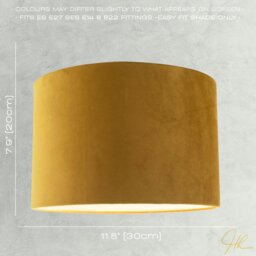 Rackhams Soft Velvet Dark Mustard Fabric Round Lamp Shade for Table or Pendant - thumbnail 6