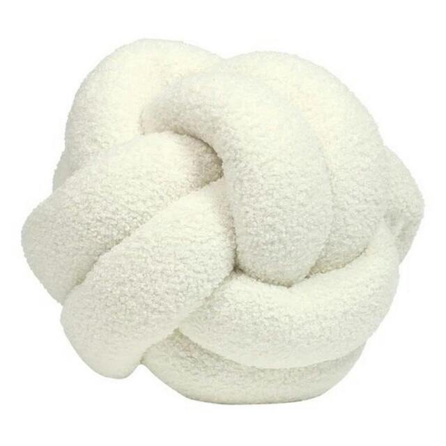 Rackhams Boucle Fleece Knotted Cushion - Ecru - One Size - Ecru - 100% Polyester - image 1