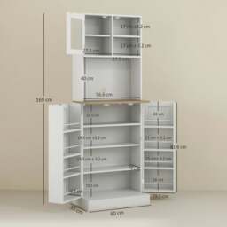 Rackhams 169cm Tall Kitchen Pantry Storage Cabinet with Microwave Shelf - Kitchen Pantry - Particleboard, Tempered Glass - White - thumbnail 6