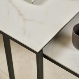 Rackhams Katrine Square Coffee Table Set in Ceramic White - white,black - White - 50 - thumbnail 5