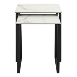 Rackhams Katrine Square Coffee Table Set in Ceramic White - white,black - White - 50 - thumbnail 4