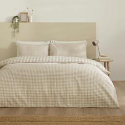 Rackhams Bamford Gingham Check Reversible Duvet Cover Set Natural - Single - Natural