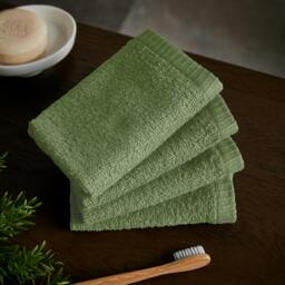 Rackhams Quick Dry Cotton 4 Pack Face Cloths Sage Green - Face Cloth 4 Pack - Sage Green - thumbnail 1